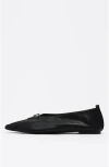 Bimba Y Lola Leather Zip Toe Ballerina In Black