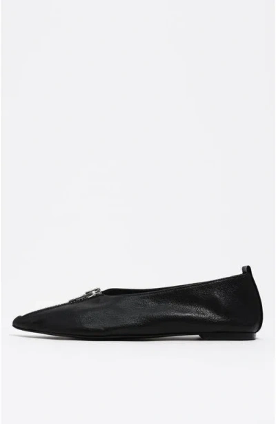 BIMBA Y LOLA BIMBA Y LOLA LEATHER ZIP TOE BALLERINA
