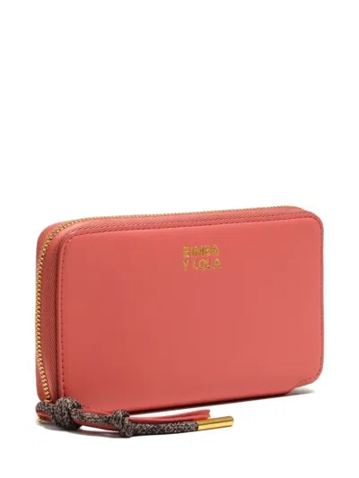 Bimba Y Lola Leather Zip Wallet In Pink