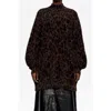 Bimba Y Lola Leopard Big Fur High Neck Sweater In Brown
