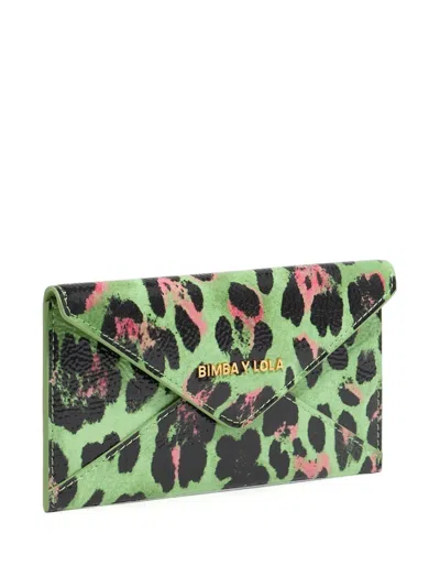 Bimba Y Lola Leopard Coin Purse In Green