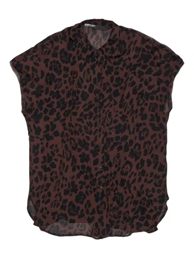 Bimba Y Lola Leopard-pattern Buttoned Shirt In Brown