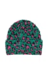 Bimba Y Lola Leopard-print Beanie Hat In Green