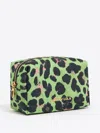 Bimba Y Lola Leopard-print Cosmetic Pouch In Green
