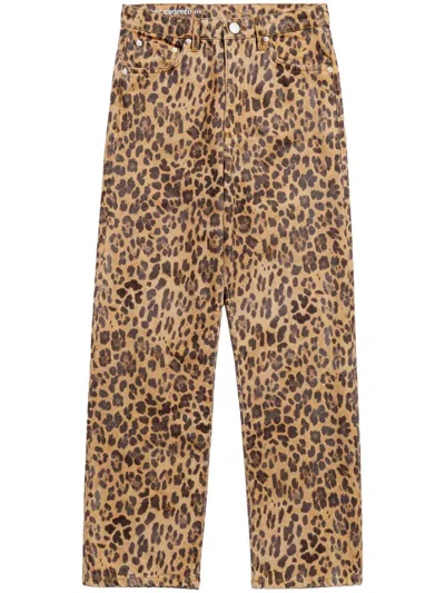 Bimba Y Lola Leopard-print Cropped Jeans In Neutrals