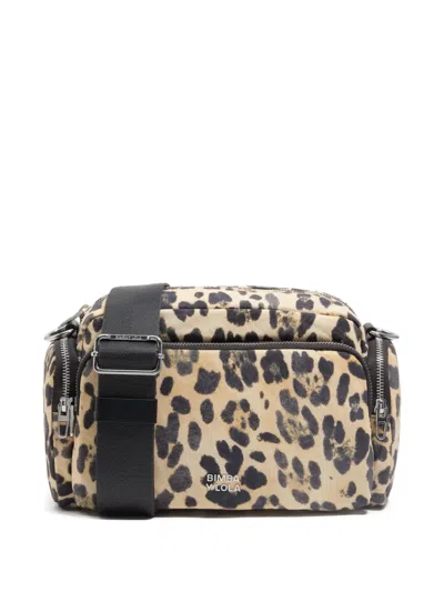 Bimba Y Lola Leopard-print Double-zip Cross Body Bag In Neutral