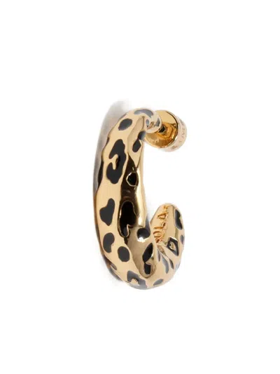 Bimba Y Lola Leopard-print Hoop Earrings In Gold
