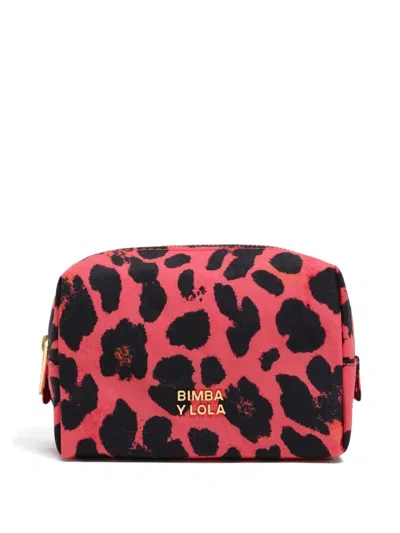Bimba Y Lola Leopard-print Make-up Bag In Pink