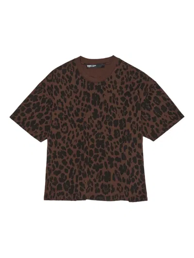 Bimba Y Lola Leopard-print T-shirt In Brown