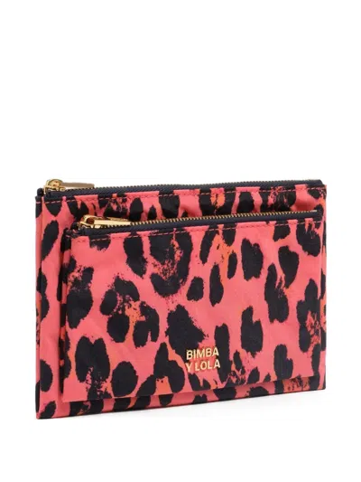 Bimba Y Lola Leopard-print Zip-around Purse In Pink