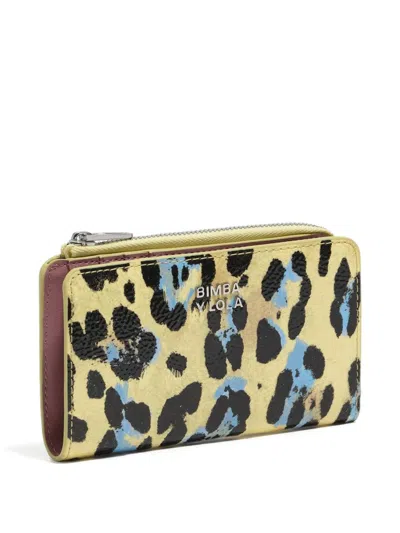 Bimba Y Lola Leopard-print Zip Purse In Yellow