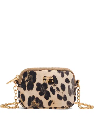 Bimba Y Lola Leopard-print Chain-strap Coin Purse In Neutral