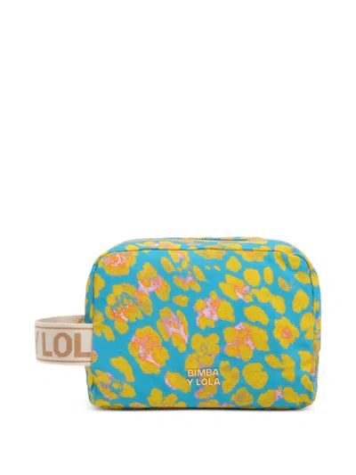 Bimba Y Lola Leopard-print Make-up Bag In Blue