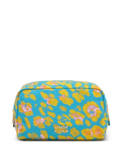 Bimba Y Lola Leopard-print Make-up Bag In Blue