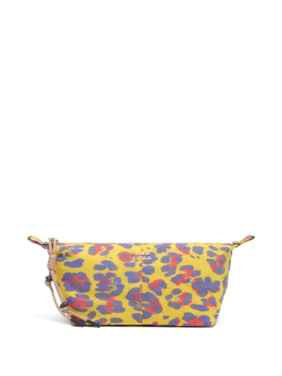 Bimba Y Lola Leopard-print Make-up Bag In Yellow