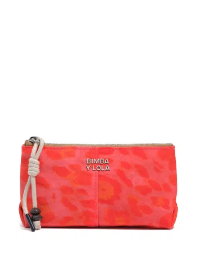 Bimba Y Lola Leopard-print Zip-up Wallet In Orange