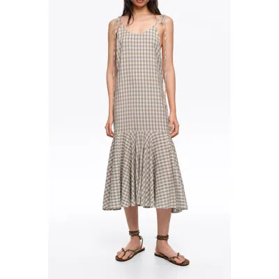 Bimba Y Lola Light Blue Checked Strappy Dress In Multi