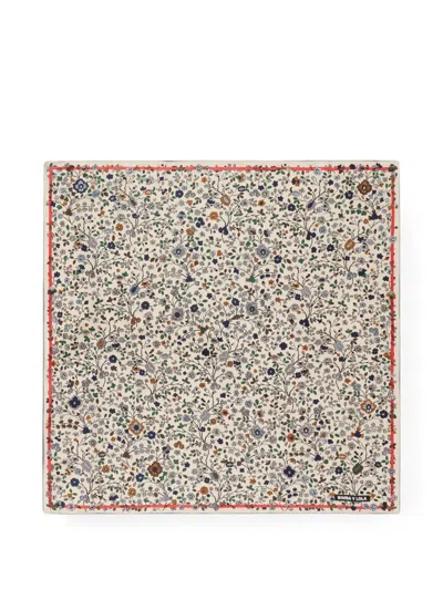 Bimba Y Lola Light Gray Lace Floral Scarf In Neutral