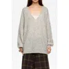 Bimba Y Lola Light Gray Mohair Sweater Satin Inner Top In Animal Print