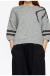Bimba Y Lola Light Gray Tinsel Balloon Sweater In Gray