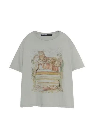Bimba Y Lola Light Grey Fábula Logo T- Shirt In Gray