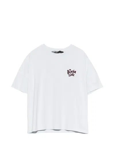 Bimba Y Lola Light-blue Cotton Boxy T-shirt In White