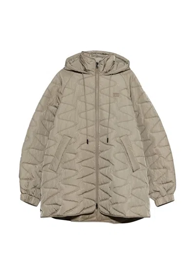 Bimba Y Lola Light-mint Padded A-line Trench Coat In Neutral