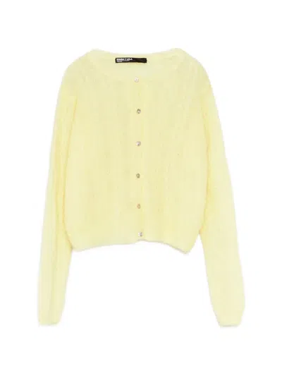 Bimba Y Lola Light-yellow Boxy Mohair Cardigan