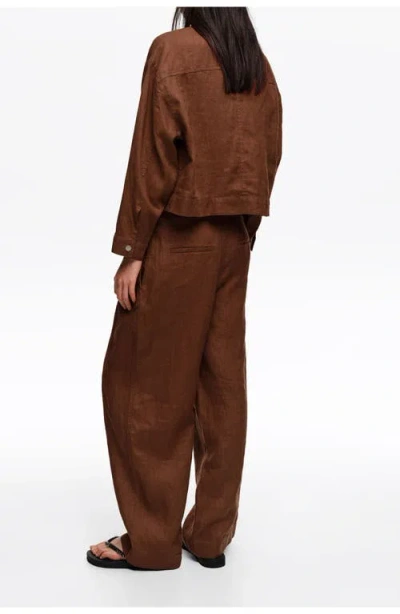 Bimba Y Lola Linen Boxy Jacket In Brown