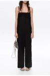 Bimba Y Lola Linen Crochet Neckline Jumpsuit In Multi