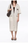 Bimba Y Lola Linen Palm Tree Shirt Dress In Gray