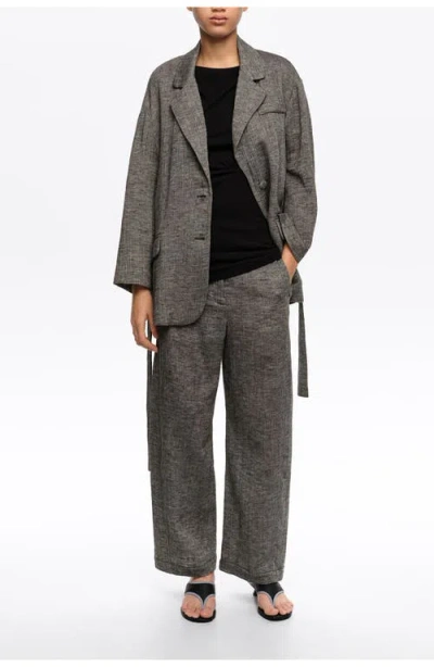 Bimba Y Lola Linen Tailored Jacket In Gray