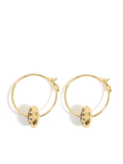 Bimba Y Lola Logo-charm Hoop Earrings In Gold