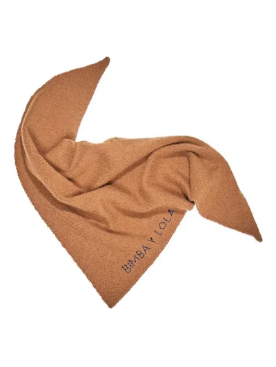 Bimba Y Lola Logo-detail Cashmere Scarf In Brown
