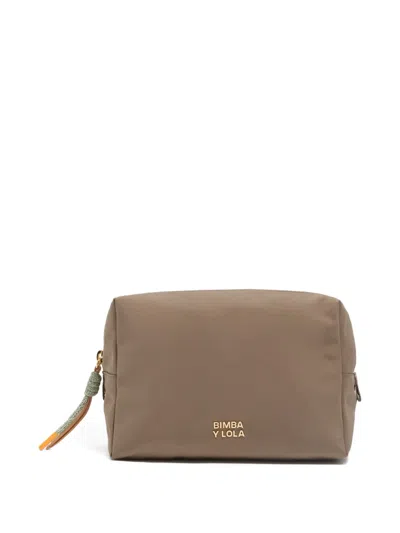 Bimba Y Lola Logo-detail Zip Make Up Bag In Brown