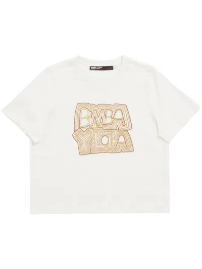 Bimba Y Lola Logo-embroidered T-shirt In White