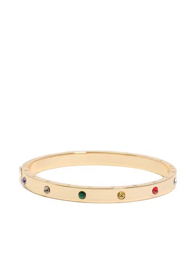 Bimba Y Lola Logo-engraved Stone Bangle Bracelet In Gold
