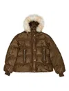 Bimba Y Lola Logo Hooded Puffer Jacket In Brown