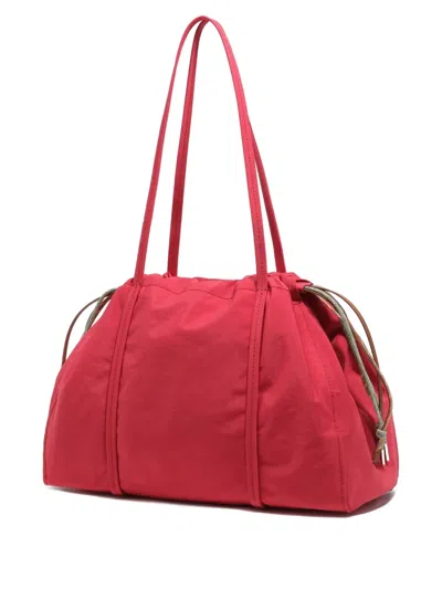 Bimba Y Lola Logo-patch Drawstring Tote Bag In Red