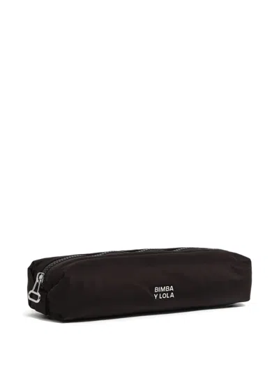 Bimba Y Lola Logo-plaque Make-up Bag In Black