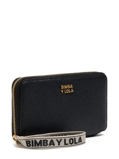 Bimba Y Lola Logo-plaque Zip-around Leather Wallet In Gold