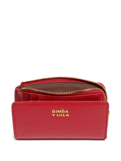 Bimba Y Lola Logo-plaque Zip Leather Wallet In Red