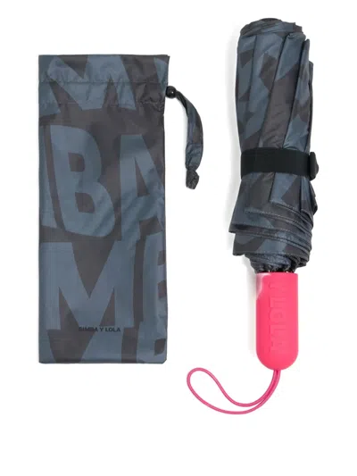 Bimba Y Lola Logo-print Compact Umbrella In Blue