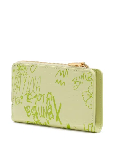 Bimba Y Lola Logo-print Zip Wallet In Green