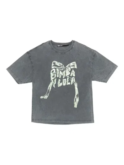 Bimba Y Lola Logo Tie T-shirt In Gray