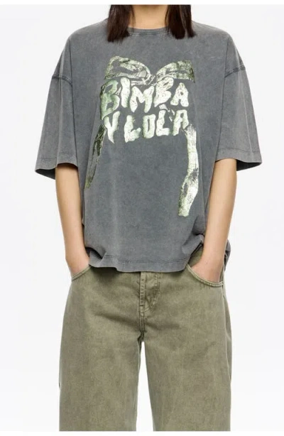 Bimba Y Lola Logo Tie T-shirt In Gray