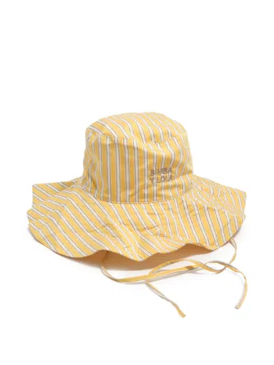 Bimba Y Lola Logo-embroidered Striped Hat In Yellow