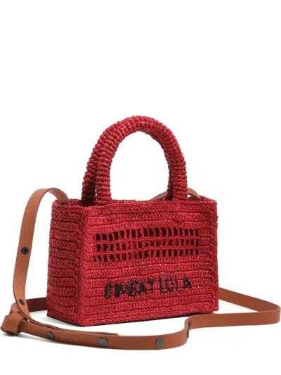 Bimba Y Lola Logo-embroidered Woven Mini Bag In Red