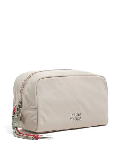 Bimba Y Lola Logo-plaque Knotted-puller Make-up Bag In Neutral