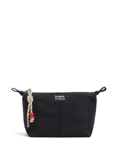 Bimba Y Lola Logo-plaque Makeup Bag In Gray
